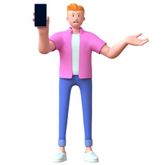 3d render icon man presentation smart phone screen