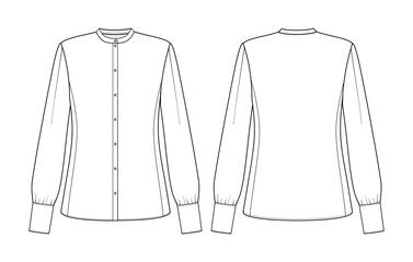 Fashion technical drawing of puff sleeve shirt