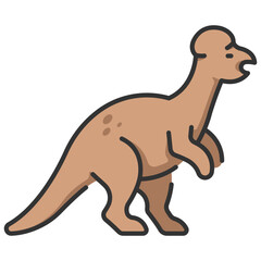 pachycephalosaurus line color icon