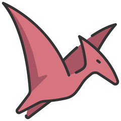 pterodactyl line color icon