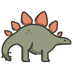 stegosaurus line color icon