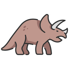 triceratops line color icon