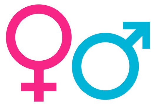 Male and female abstract design of vector sign. Gender concept symbol.