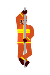 cartoon fireman sliding