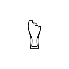 crushed beer glass or wiezenbier glass icon on white background. simple, line, silhouette and clean style. black and white. suitable for symbol, sign, icon or logo