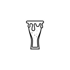 beer glass or wiezenbier glass icon with overfilled with water on white background. simple, line, silhouette and clean style. black and white. suitable for symbol, sign, icon or logo