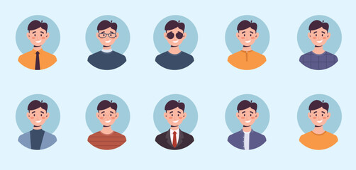 set of man profile icons or character icon