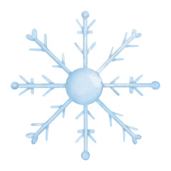 Watercolor snow crystal, Digital paint watercolor illustration