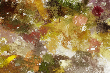 Abstract art background. Oil painting on canvas. Color texture. Fragment of artwork. Spots of paint. Brushstrokes of paint. Modern art