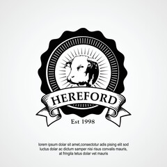 hereford cattle farm label logo design idea