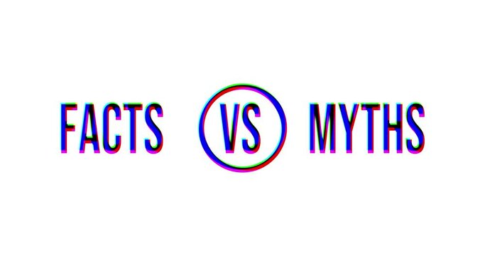 bubbles with myths vs facts. concept of thorough fact-checking or easy compare evidence. flat cartoon style trend modern logotype graphic art design isolated on white background
