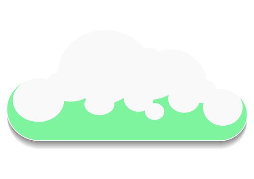 Green cloud with shadow PNG illustration with transparent background