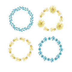 Set of floral frames Colorful circle border