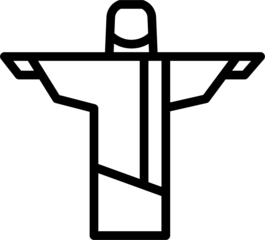 outline simplicity drawing of christ the redeemer landmark front elevation view.