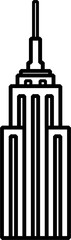 outline simplicity drawing of empire state building landmark front elevation view. - obrazy, fototapety, plakaty