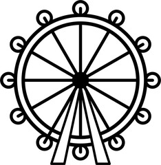outline simplicity drawing of london eye wheel landmark front elevation view. - obrazy, fototapety, plakaty