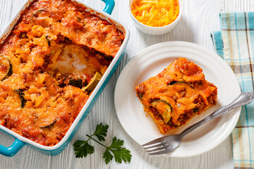 tasty Polenta Ground beef Casserole in baking dish