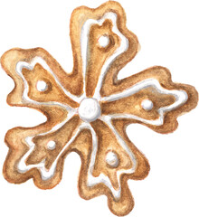 Christmas Gingerbread Cookie Watercolor Illustration
