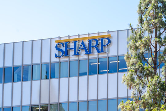 San Diego, CA, USA - July 9, 2022: Close up of Sharp HealthCare sign on the building in San Diego, CA, USA. Sharp HealthCare is a not-for-profit regional health care group.