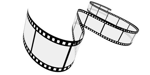 Film roll - Photo cinema video theme - Design element isolated on a white background - Black and white colors