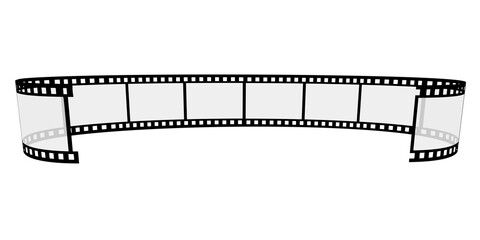 Fototapeta premium Film roll - Photo cinema video theme - Design element isolated on a white background - Black and white colors