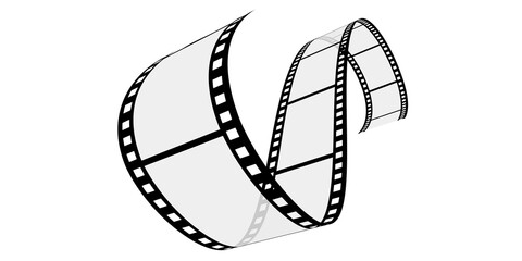 Film roll - Photo cinema video theme - Design element isolated on a white background - Black and white colors