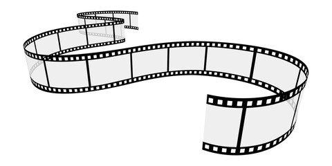 Naklejka premium Film roll - Photo cinema video theme - Design element isolated on a white background - Black and white colors