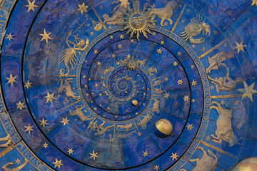 Zodiac Signs Horoscope background. Concept for fantasy and mystery