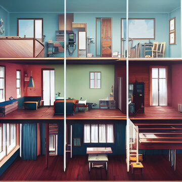 Cross Section Of A Multi-story Apartment Building