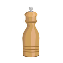 The pepper pot is wooden,isolated on a white background.Vector illustration for restaurant menus,food recipes.