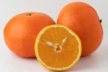 Ripe mandarin honey Murcott isolated on white background.