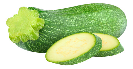 Sliced raw zucchini cut out
