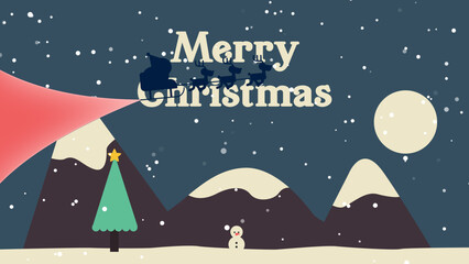 Santa in Sled Merry Christmas Logo and Text Title