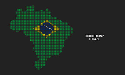 Fototapeta na wymiar Dotted Flag Map of Brazil Vector Illustration on Dark Background