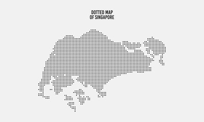 Dotted Map of Singapore Vector Illustration with Light Grey Background