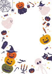 ハロウィン　カボチャとオバケの背景素材