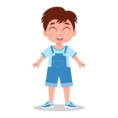 Child smiling, boy, eyes closed. Vector illustration