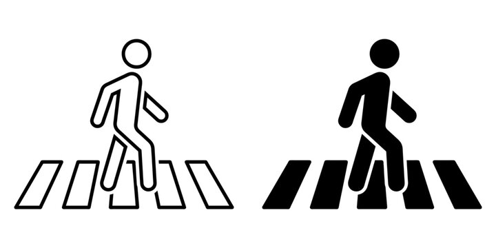 ofvs119 OutlineFilledVectorSign ofvs - person walking - zebra crossing vector icon . isolated transparent . human silhouette - people walk . black outline and filled version . AI 10 / EPS 10 . g11455