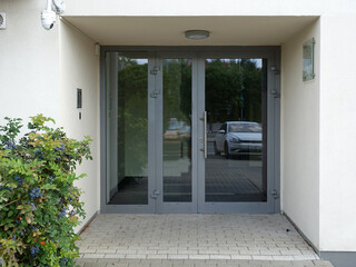 Gray entrance or office doors