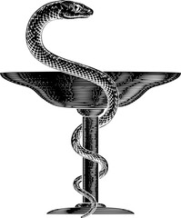 Bowl of Hygieia Snake Medical Pharmacy Symbol Icon - obrazy, fototapety, plakaty