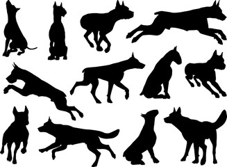 Dog Silhouettes Animal Set