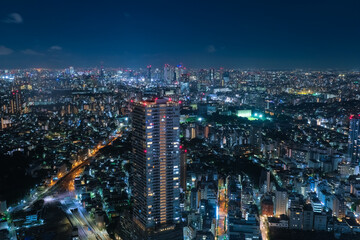 東京都 池袋、サンシャイン60展望台からの新宿方面の夜景
