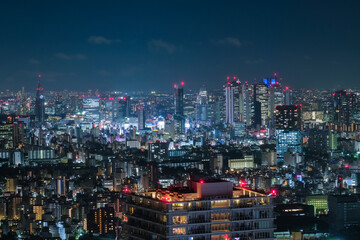 東京都 池袋、サンシャイン60展望台からの新宿方面の夜景