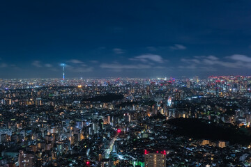 東京都 池袋、サンシャイン60展望台からの東向きの夜景