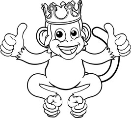 Monkey King Crown Cartoon Animal Giving Thumbs Up