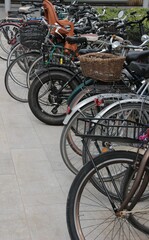 Obraz na płótnie Canvas Italy, Milan: Bicycles in the Parking.
