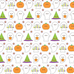 Halloween seamless pattern in cartoon comic style. Happy halloween seamless pattern background set. Hand drawn pattern for Halloween design. Colored Vector Patterns in Flat style. cartoon pattern. 