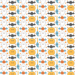 Fototapeta premium Halloween seamless pattern groovy Retro 90s style. Groovy Retro 90s style Halloween seamless pattern. Happy halloween seamless pattern background set. For decoration, wrapping papers, greeting cards,
