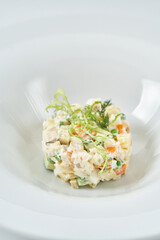 potato salad with markov and yogurt and cheese