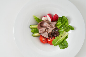 appetizer with beef and vegetables